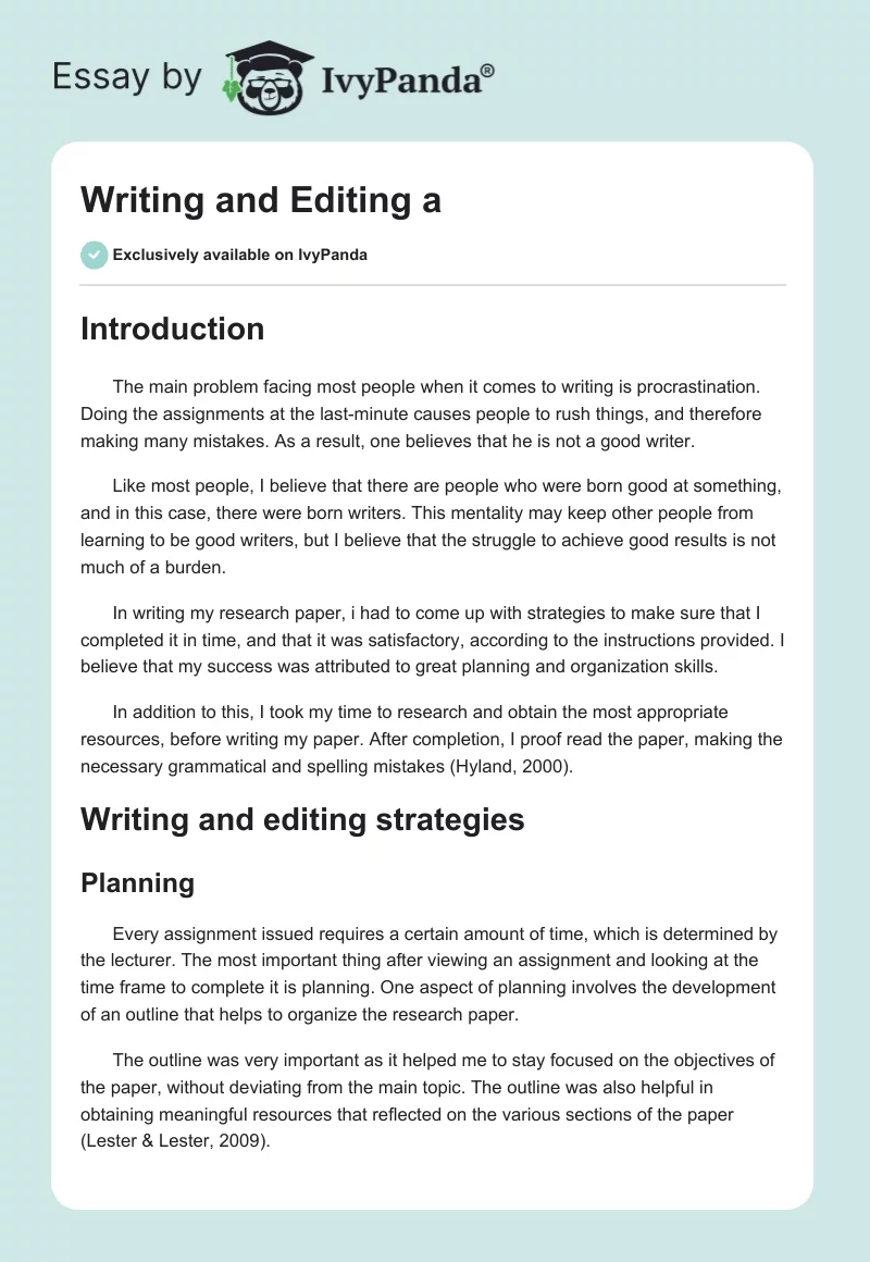 Writing and Editing a. Page 1