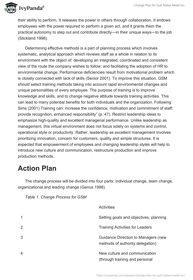 Change Plan for Gulf States Metal Inc.. Page 3