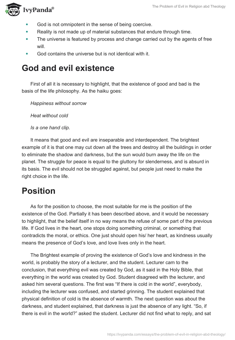 The Problem of Evil in Religion and Theology. Page 3