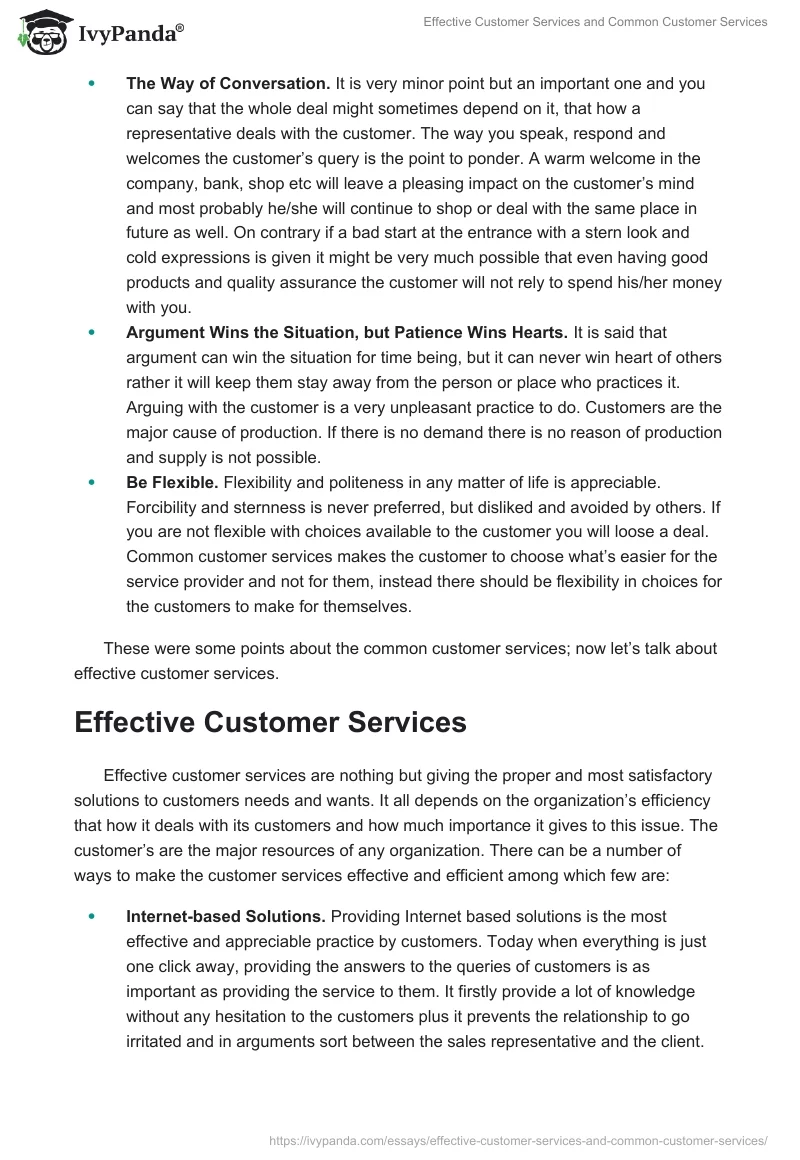 Effective Customer Services and Common Customer Services. Page 2
