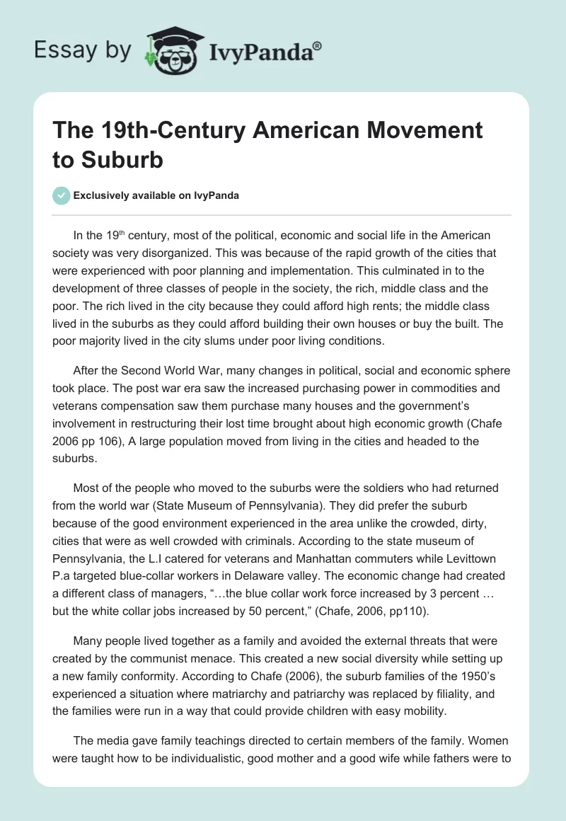 The 19th-Century American Movement to Suburb. Page 1