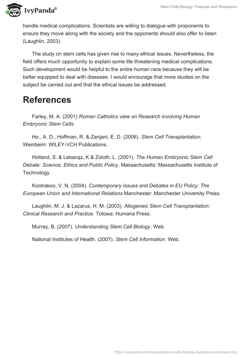 Stem Cells Biology: Features and Researchs. Page 4