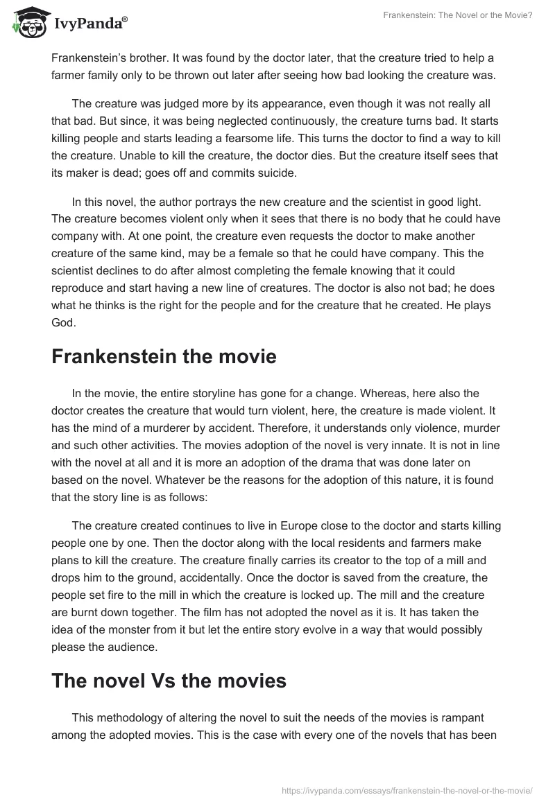 Frankenstein: The Novel or the Movie?. Page 2