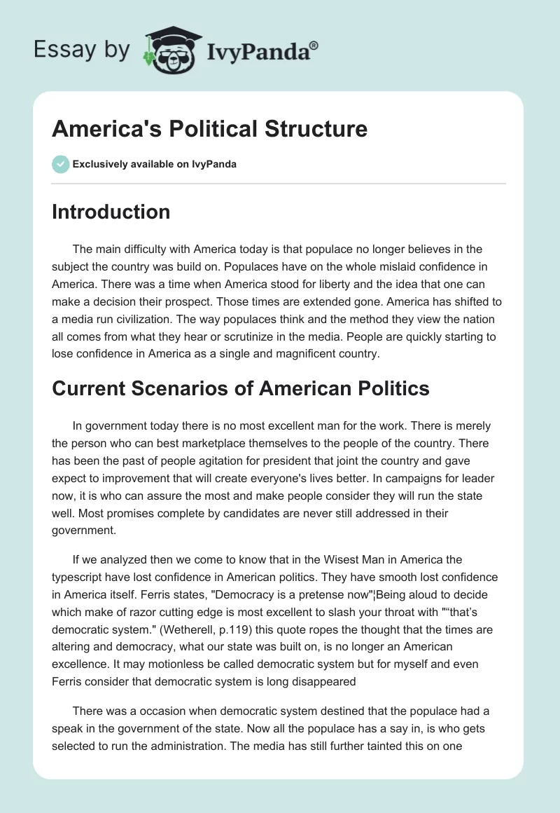 America's Political Structure. Page 1