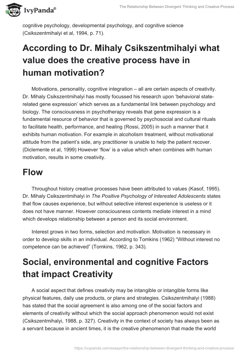 The Relationship Between Divergent Thinking and Creative Process. Page 2