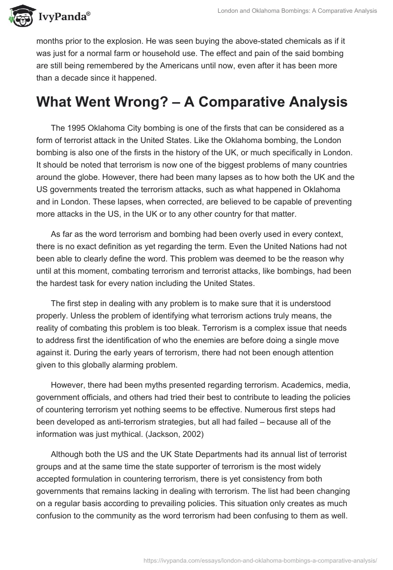 London and Oklahoma Bombings: A Comparative Analysis. Page 2