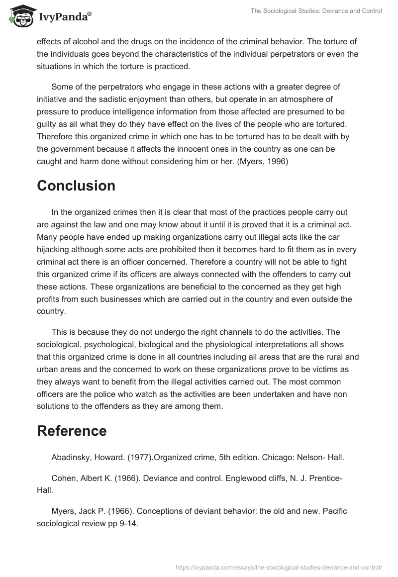 The Sociological Studies: Deviance and Control. Page 5