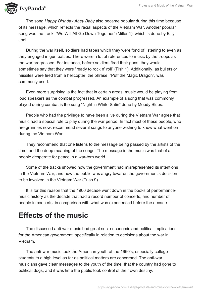 Protests and Music of the Vietnam War. Page 2