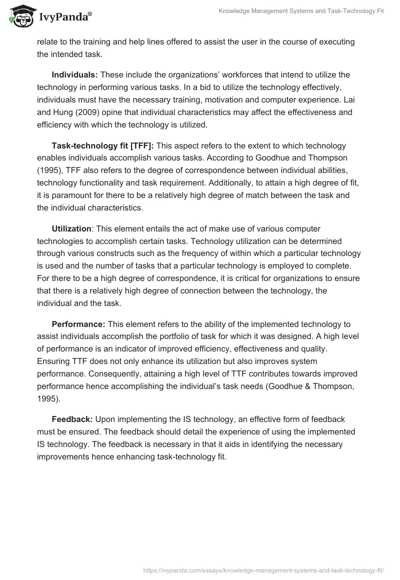 Knowledge Management Systems and Task-Technology Fit. Page 4