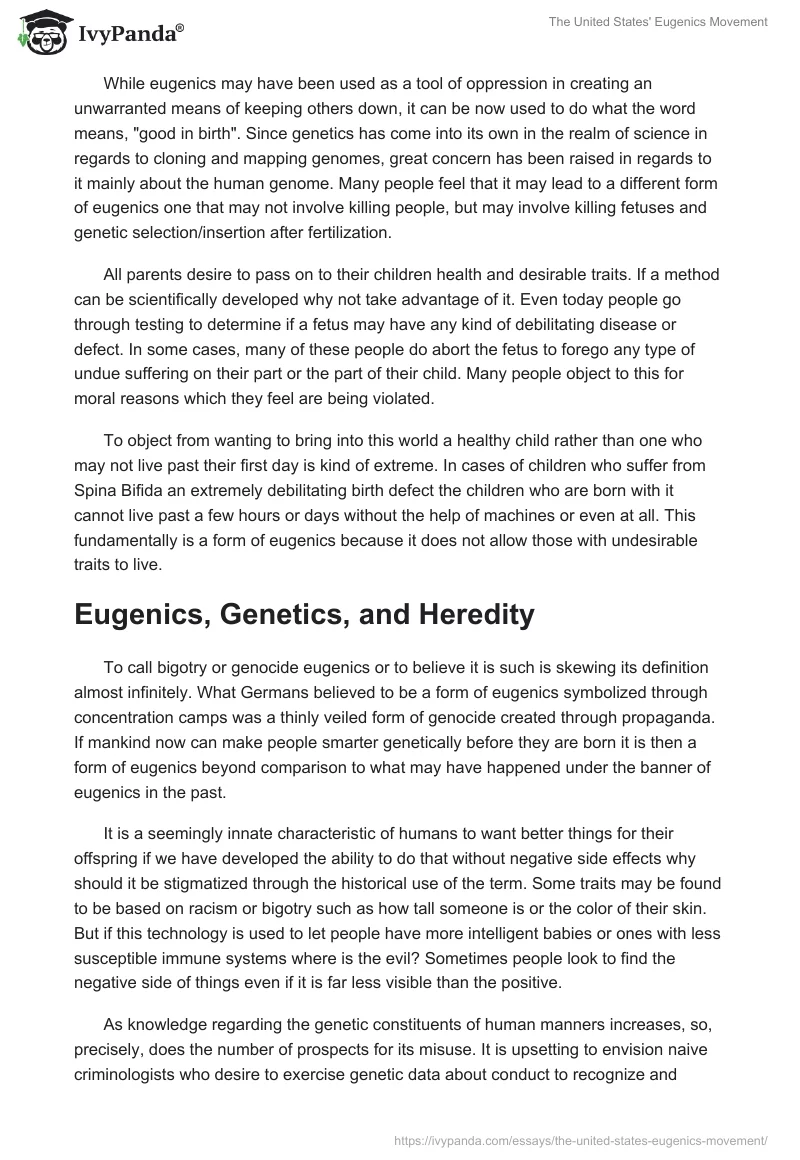 The United States' Eugenics Movement. Page 2