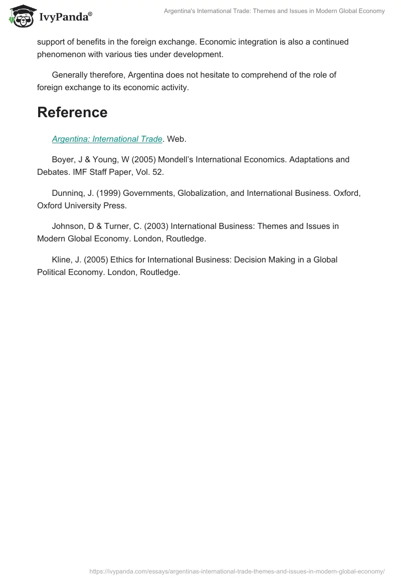 Argentina's International Trade: Themes and Issues in Modern Global Economy. Page 5
