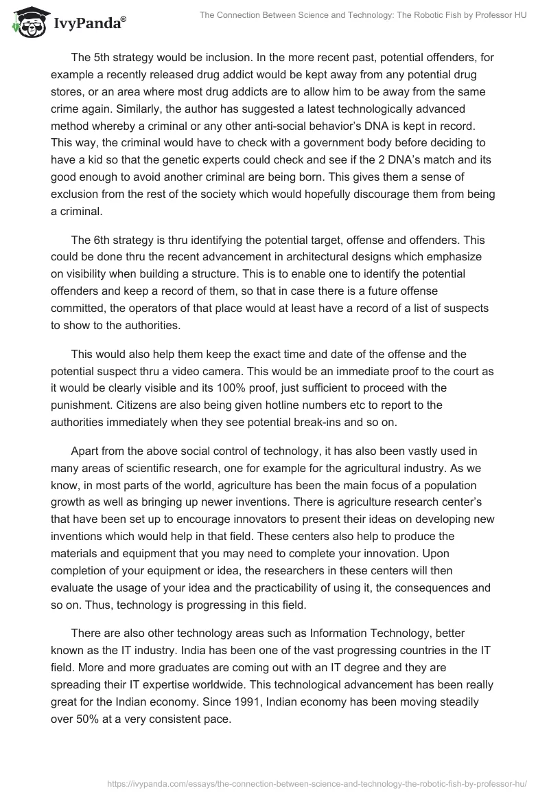 The Connection Between Science and Technology: The Robotic Fish by Professor HU. Page 5