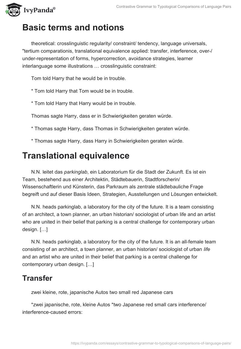 Contrastive Grammar to Typological Comparisons of Language Pairs. Page 2