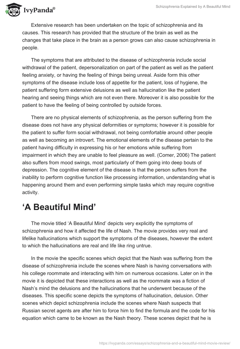 Schizophrenia Explained by "A Beautiful Mind". Page 2