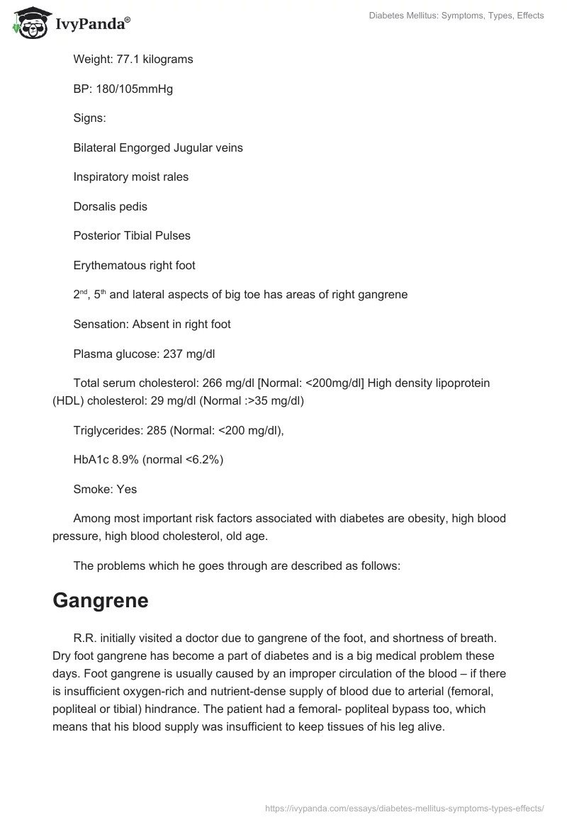 Diabetes Mellitus: Symptoms, Types, Effects. Page 2