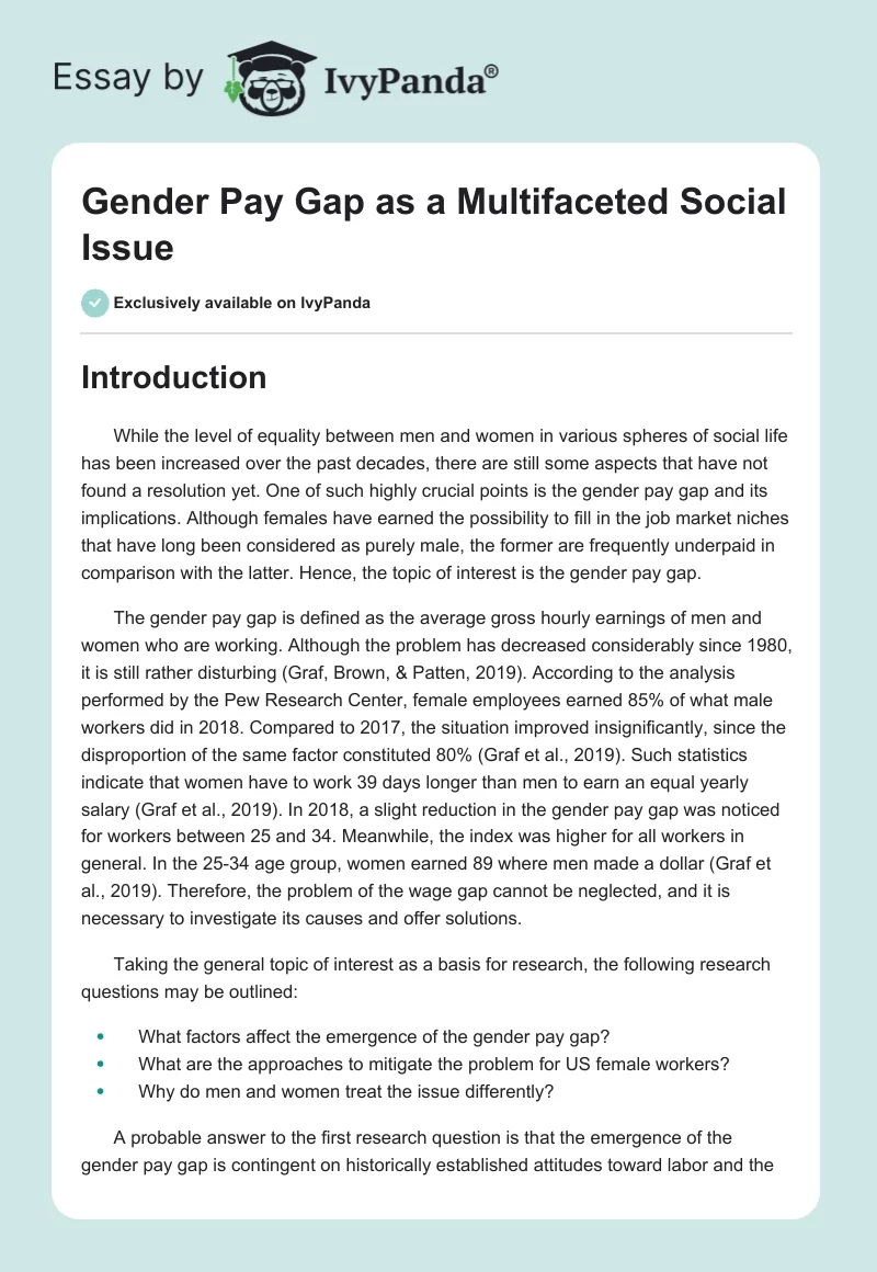 Gender Pay Gap as a Multifaceted Social Issue. Page 1