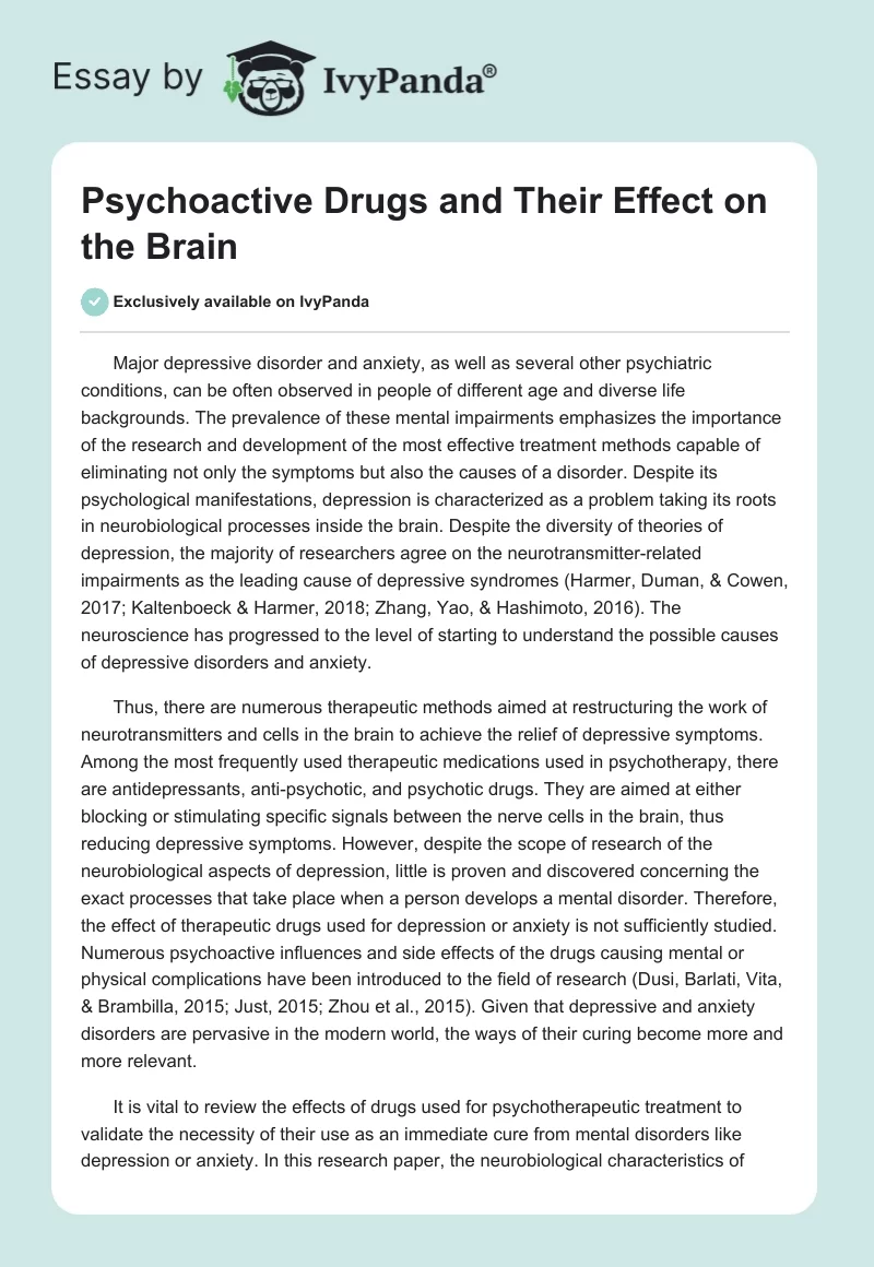 Psychoactive Drugs and Their Effect on the Brain. Page 1