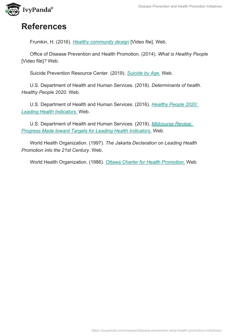 Disease Prevention and Health Promotion Initiatives. Page 3
