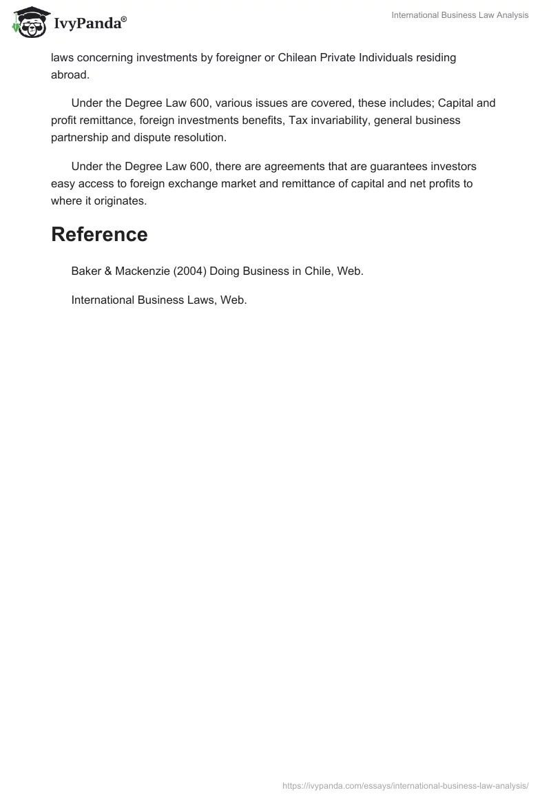 International Business Law Analysis. Page 2