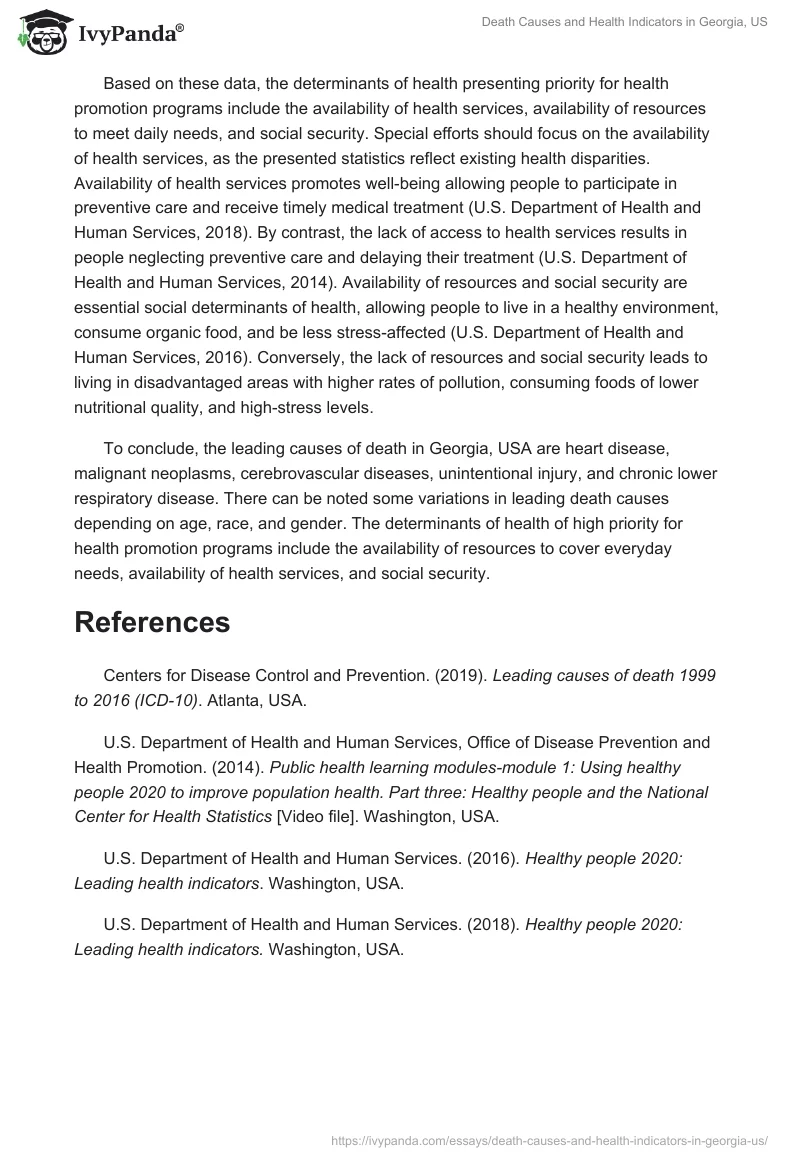 Death Causes and Health Indicators in Georgia, US. Page 2