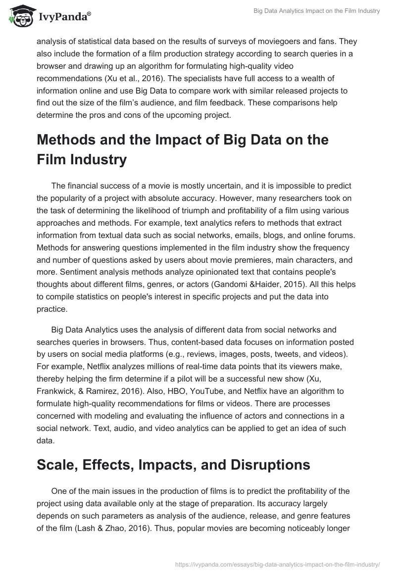 Big Data Analytics Impact on the Film Industry. Page 2