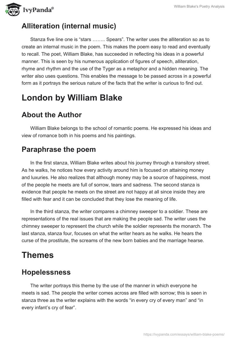 William Blake's Poetry Analysis. Page 3