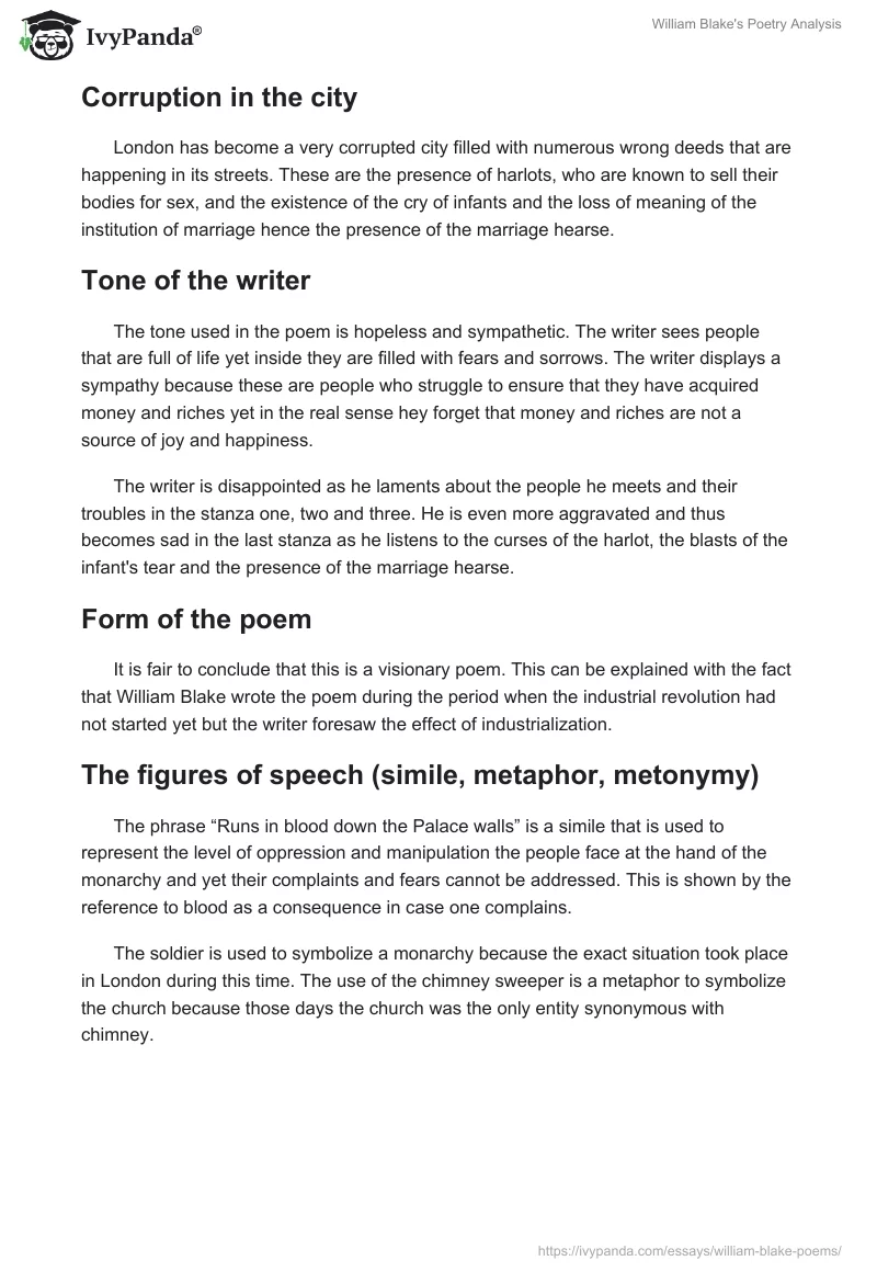 William Blake's Poetry Analysis. Page 4