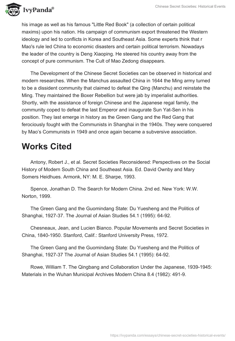 Chinese Secret Societies: Historical Events. Page 5