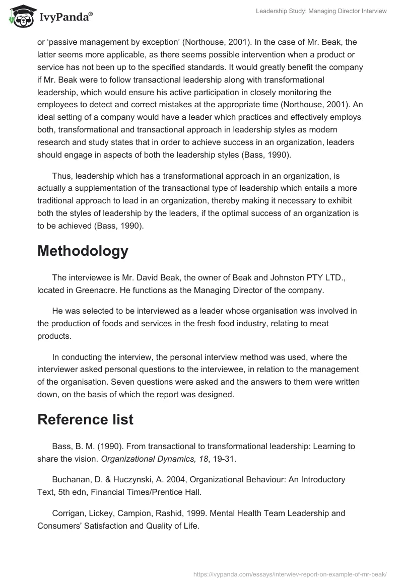 Leadership Study: Managing Director Interview. Page 4