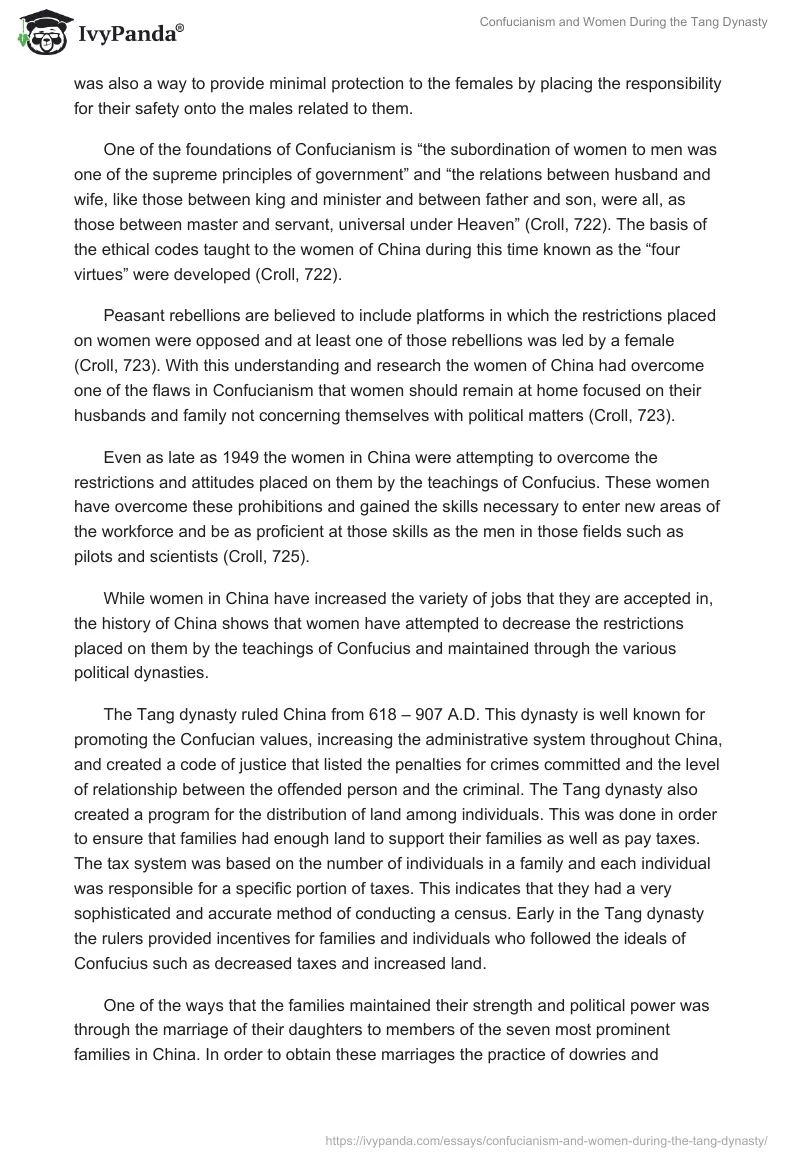 Confucianism and Women During the Tang Dynasty. Page 2