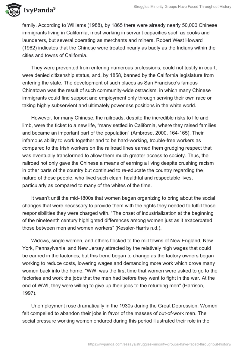 Struggles Minority Groups Have Faced Throughout History. Page 2