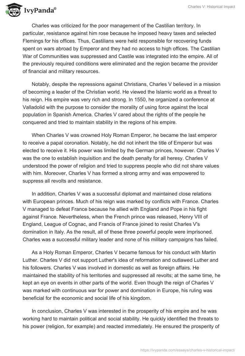 Charles V: Historical Impact. Page 2