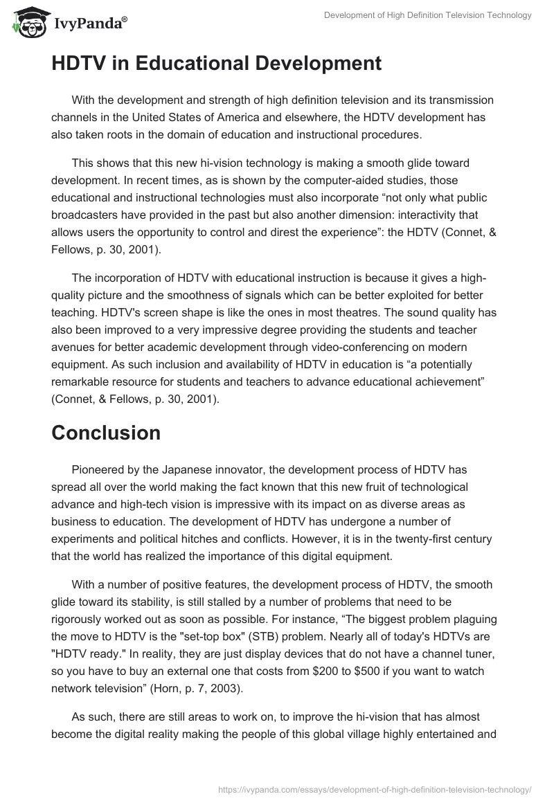 Development of High Definition Television Technology. Page 4