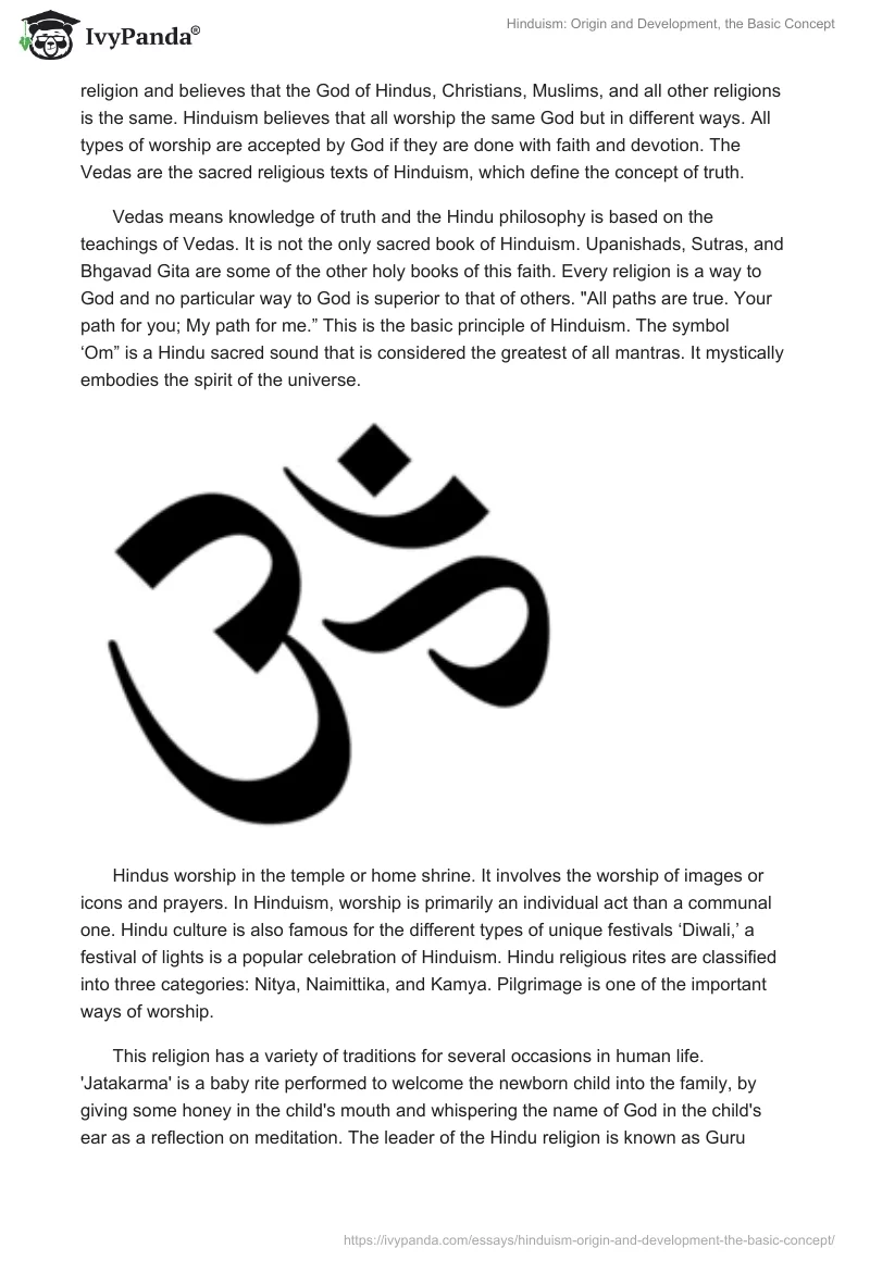 Hinduism: Origin and Development, the Basic Concept. Page 2