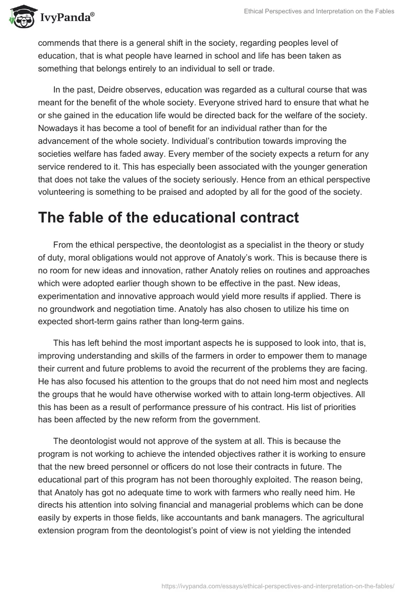Ethical Perspectives and Interpretation on the Fables. Page 2