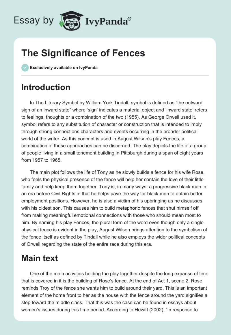 The Significance of Fences. Page 1