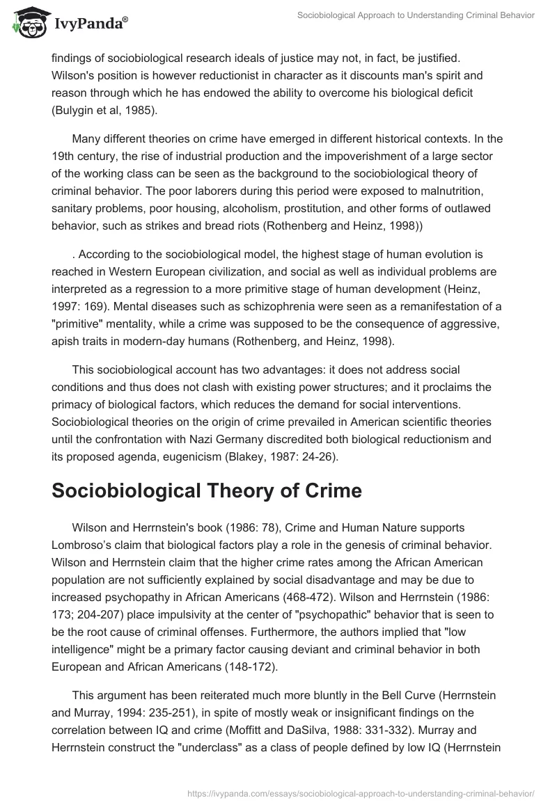 Sociobiological Approach to Understanding Criminal Behavior. Page 2
