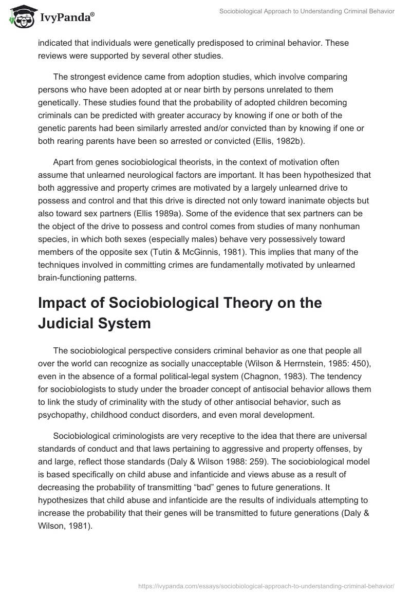 Sociobiological Approach to Understanding Criminal Behavior. Page 4