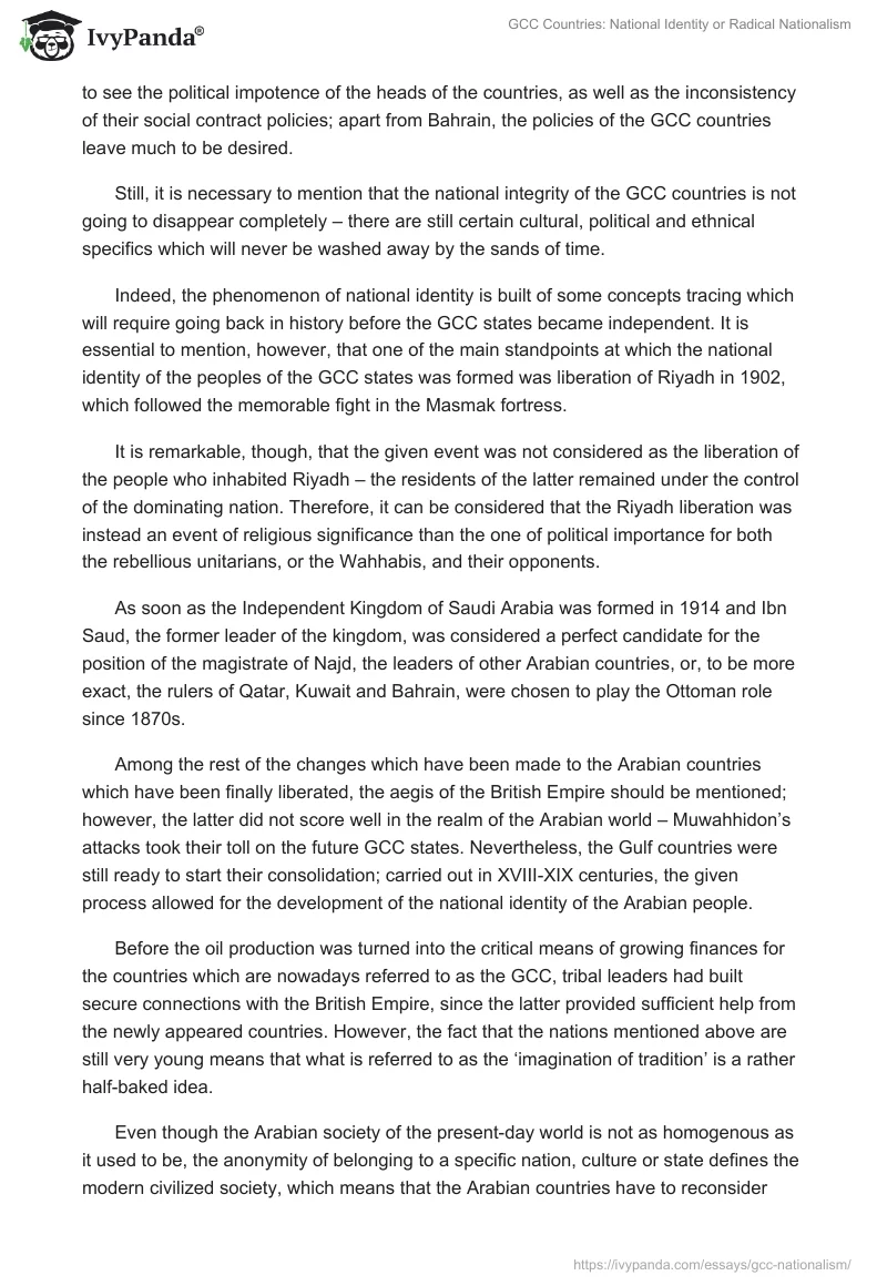 GCC Countries: National Identity or Radical Nationalism. Page 2
