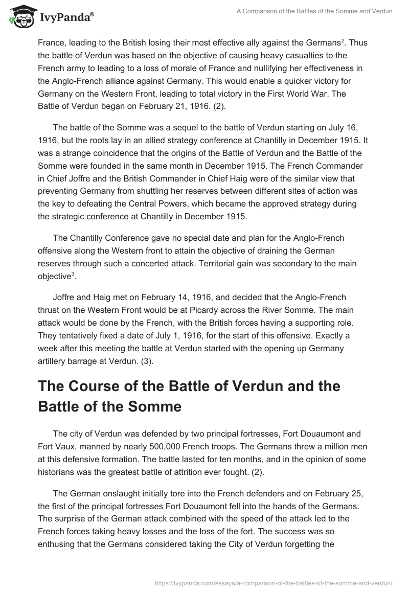 A Comparison of the Battles of the Somme and Verdun. Page 2