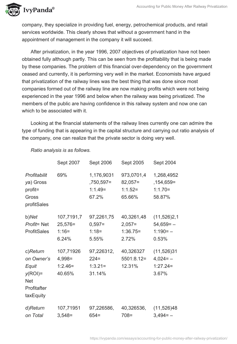 Accounting for Public Money After Railway Privatization. Page 5