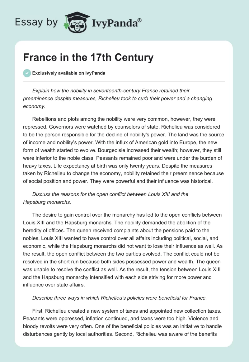 France in the 17th Century. Page 1