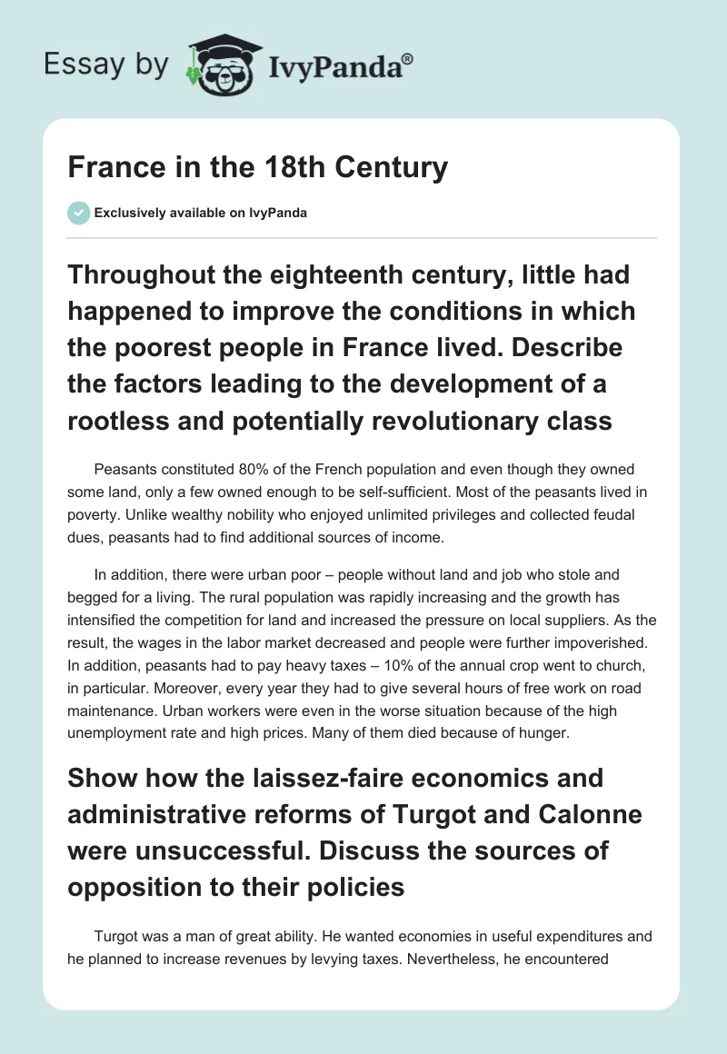 France in the 18th Century. Page 1