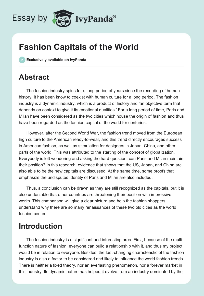 Fashion Capitals of the World. Page 1