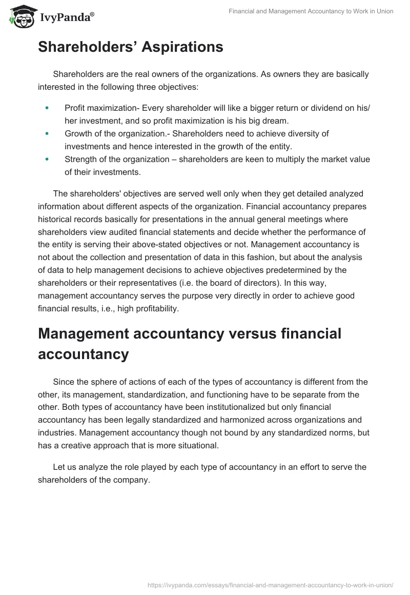 Financial and Management Accountancy to Work in Union. Page 3