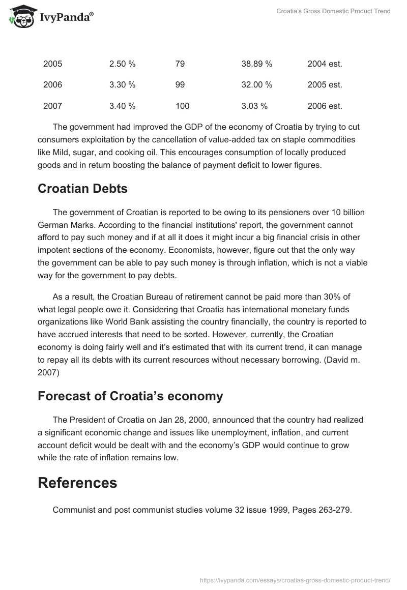 Croatia’s Gross Domestic Product Trend. Page 5