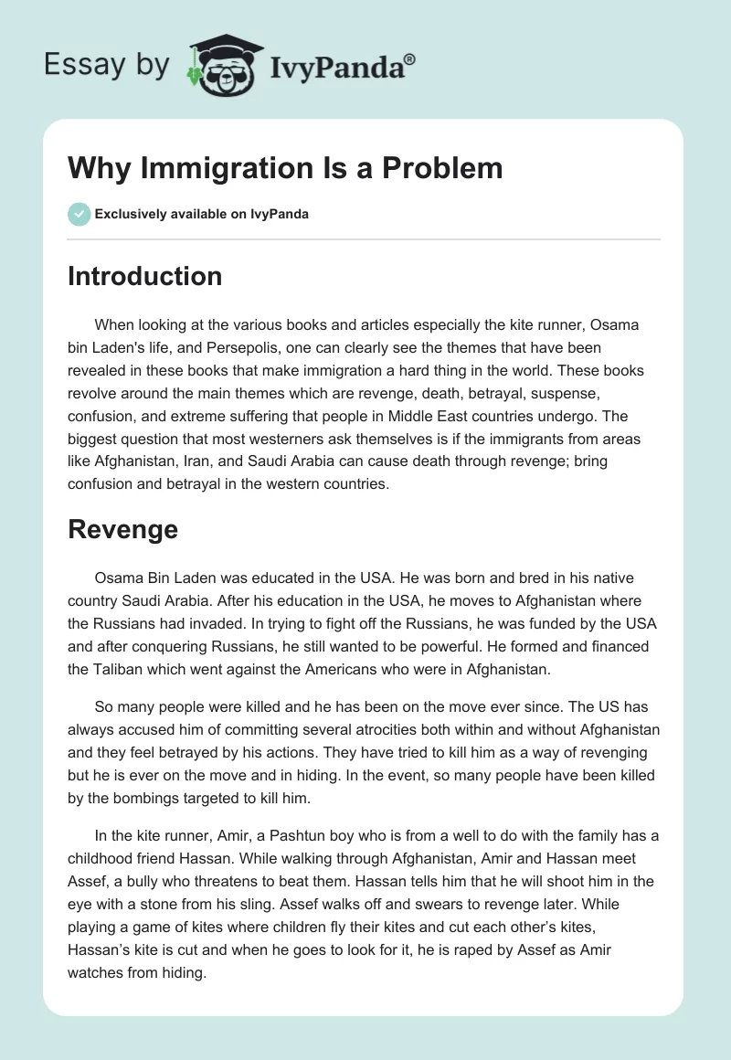 Why Immigration Is a Problem. Page 1