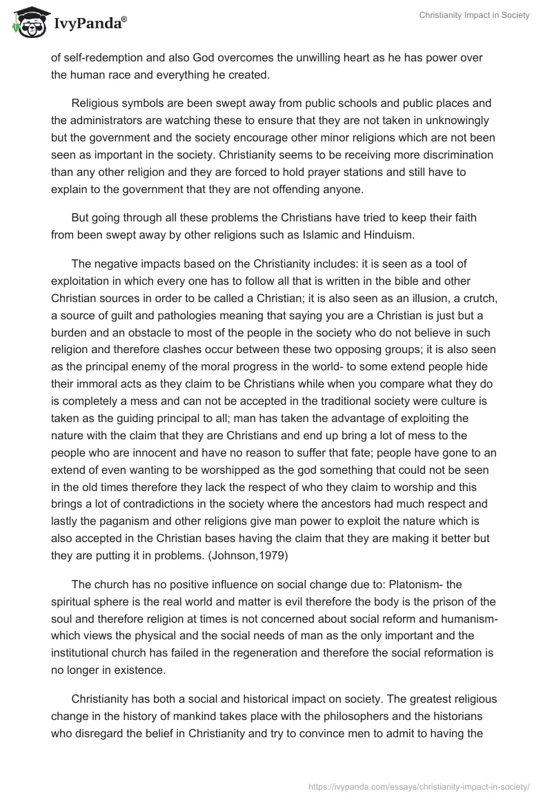 Christianity Impact in Society. Page 2