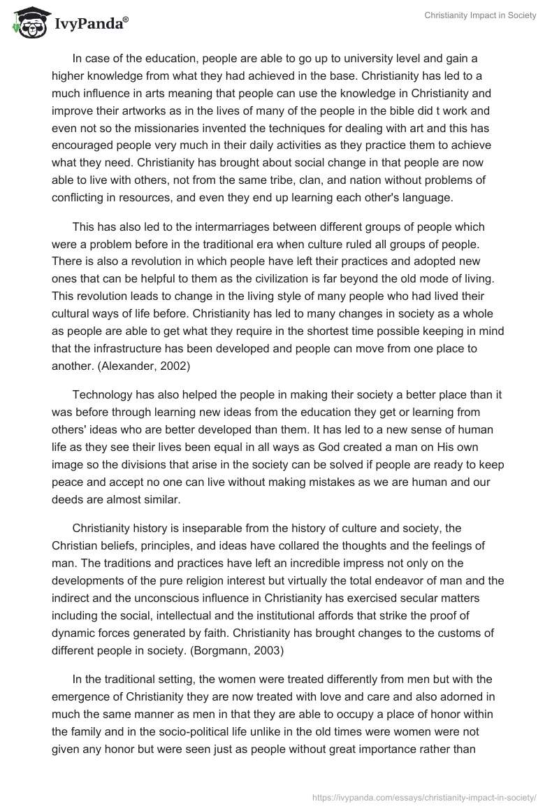 Christianity Impact in Society. Page 4