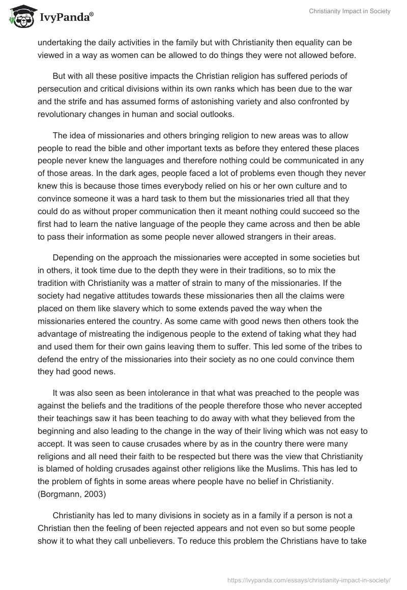 Christianity Impact in Society. Page 5